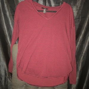 Women’s Red & Black Stripped Forever 21 Tshirt